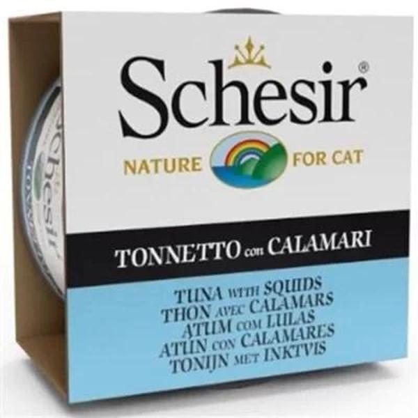 Schesir Ton Balık ve Kalamarlı Yetişkin Konserve Kedi Maması 85 Gr - Image 1