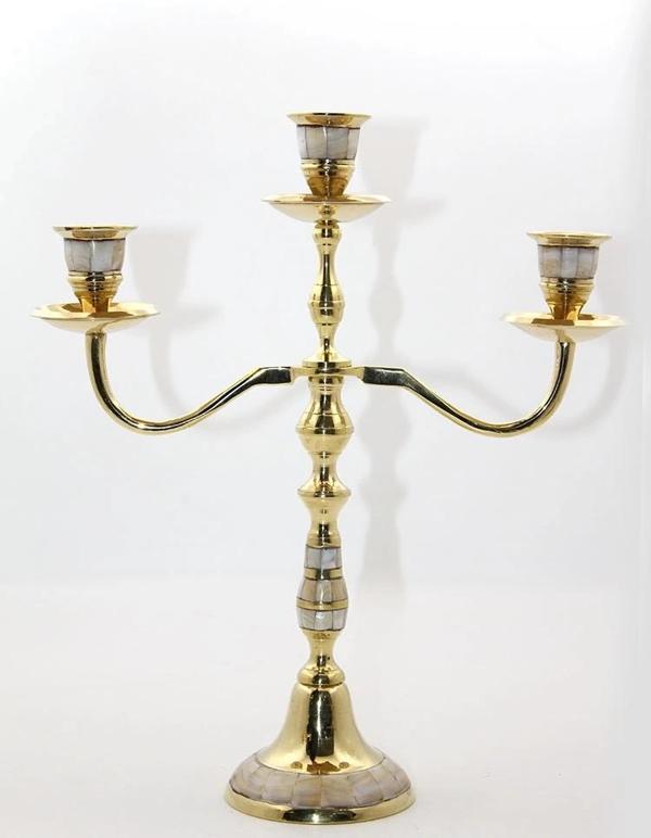 Pirinç Sedefli 3'lü Şamdan 19124 - Image 1