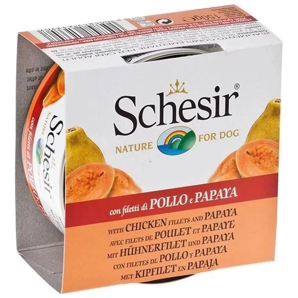 Schesir Tavuk ve Papaya Konserve Köpek Maması 150 Gr - Image 1