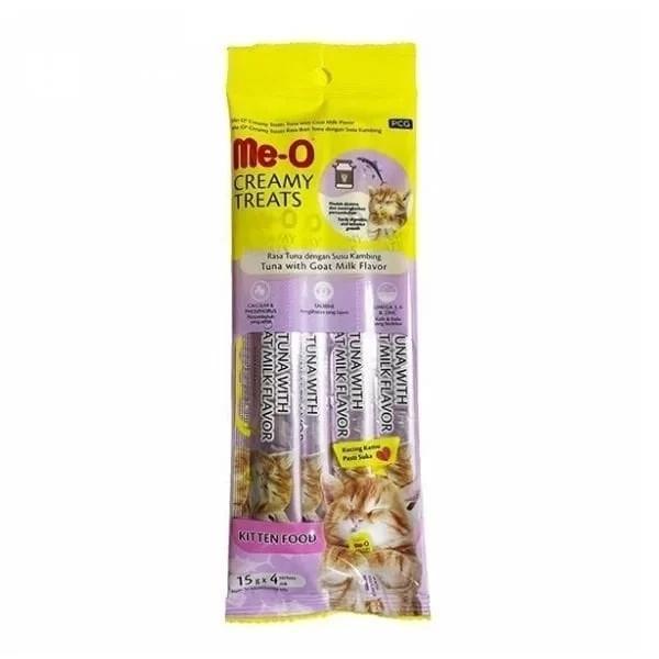 Me-O Creamy Ton Balıklı ve Keçi Sütlü Sıvı Yavru Kedi Ödül Maması 4 Adet 15 Gr - Image 1
