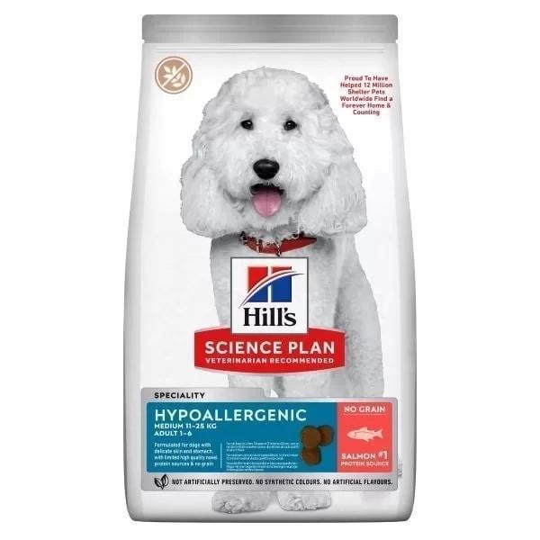 Hill's Science Plan Hypoallergenic Somonlu Orta Irk Yetişkin Tahılsız Köpek Maması 10+2 Kg Hediyeli - Image 1