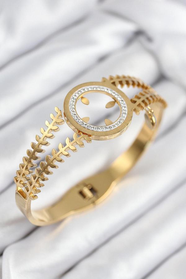 Zirkon Taşlı Çeyrek Takılabilir Gold Renk Kelepçe - EBJ250902W37644 - Image 1