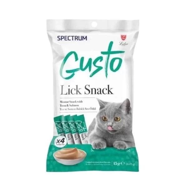 Spectrum Gusto Lick Snack Ton ve Somon Balıklı Sıvı Kedi Ödül Maması 15 Gr 4 Adet - Image 1