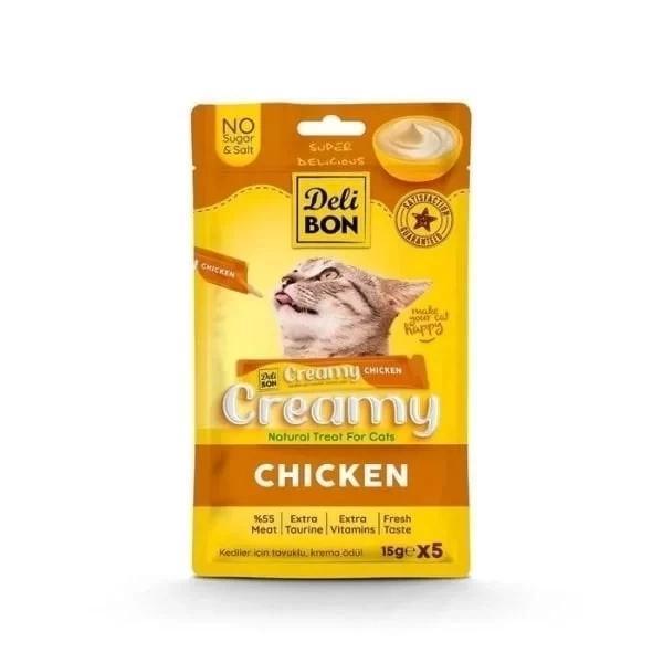 Delibon Creamy Tavuklu Sıvı Kedi Ödül Maması 5x15 Gr - Image 1