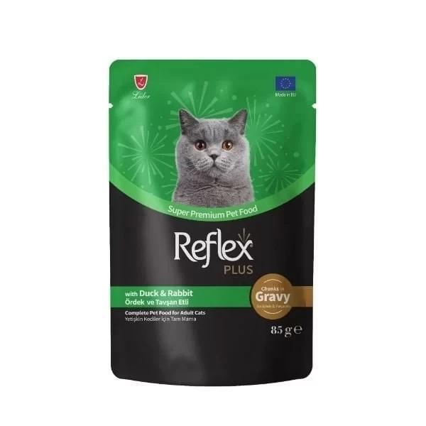 Reflex Plus Sos İçinde Ördekli ve Tavşanlı Pouch Yetişkin Konserve Kedi Maması 85 Gr - Image 1