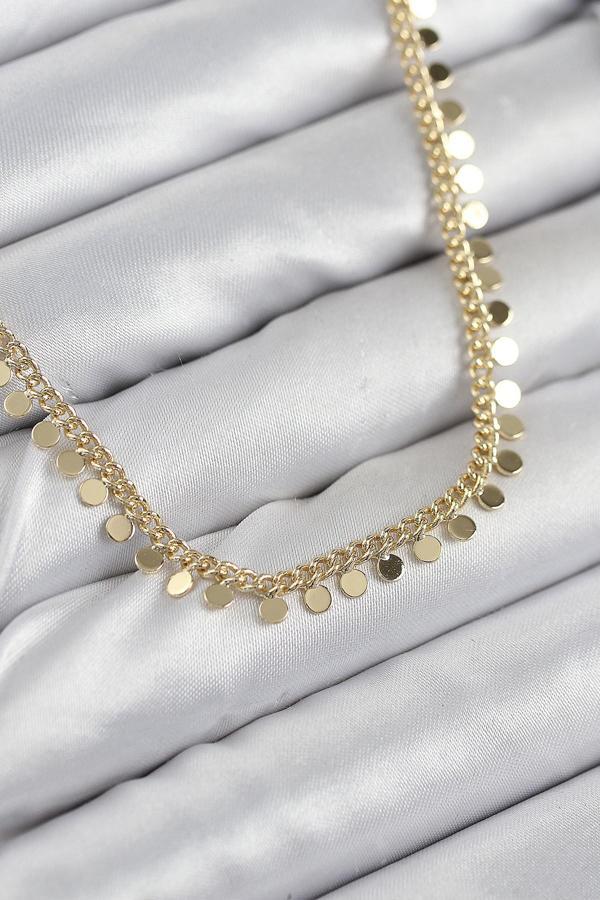 Pirinç Sıralı Pul Zincir Model Gold Renk Kadın Kolye - EBJ250902W37581 - Image 1