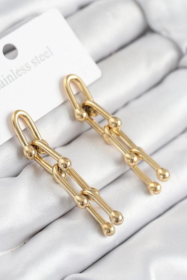 Sallantılı Tifany Model Gold Renk Kadın Küpe - EBJ250902W37642 - Image 1