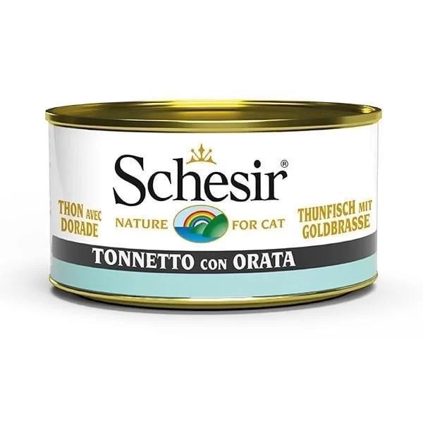Schesir Jöle İçerisinde Ton Balıklı ve Çipuralı Konserve Kedi Maması 85 Gr - Image 1