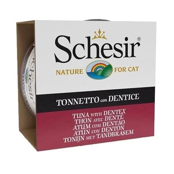 Schesir Ton Balıklı ve Sinarit Balıklı Jöleli Konserve Yetişkin Kedi Maması 85 Gr - Image 1