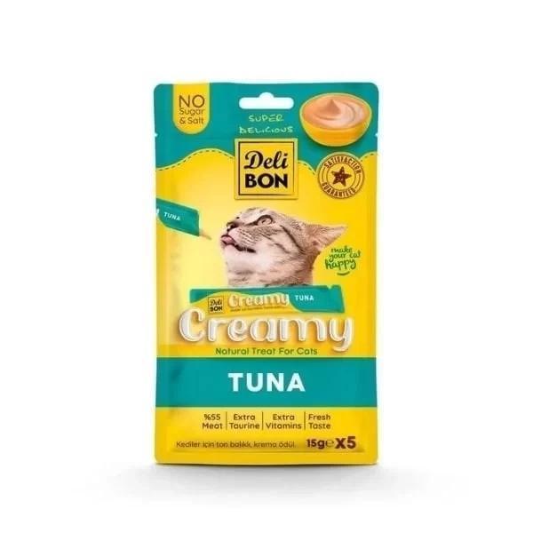 Delibon Creamy Ton Balıklı Sıvı Kedi Ödül Maması 5x15 Gr - Image 1