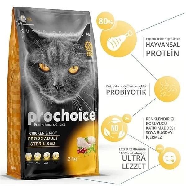 Pro Choice Pro 32 Sterilised Tavuklu Kısırlaştırılmış Kedi Maması 15 Kg - Image 1