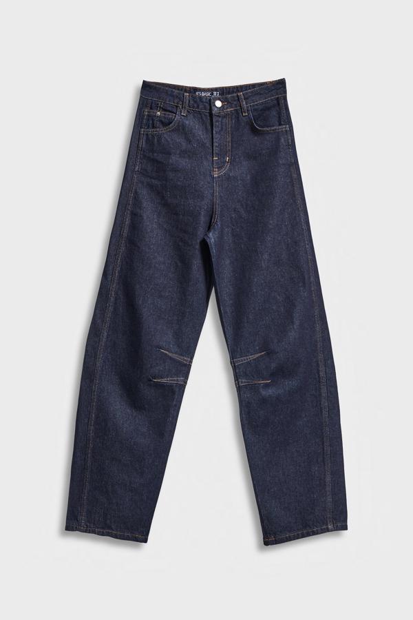 Kadın İndigo Renk 7w5-50 Baggy Fit %100 Koton Bol Kesim İç Boy 83cm Denim Jean - Image 1