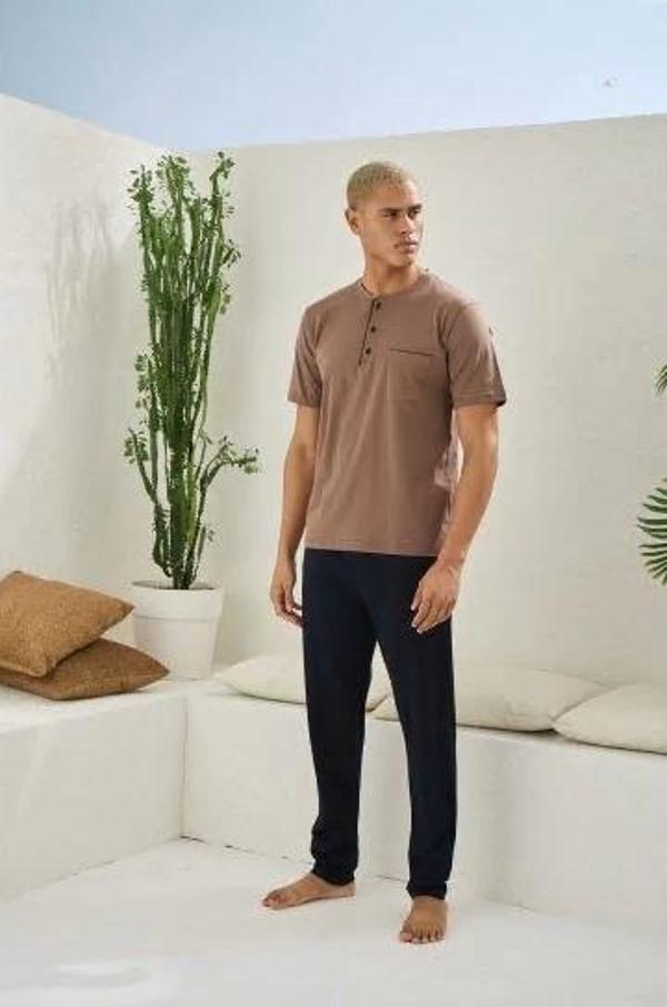 Erkek Midi Yaka Pijama Takım - Image 1