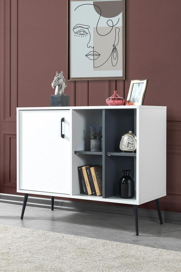Evmo Home 4112 Şile Metal Ayaklı Metal Kulplu 100 Cm Konsol - Tv Ünitesi - Yemek Odası - Kahve Köşesi - Image 1