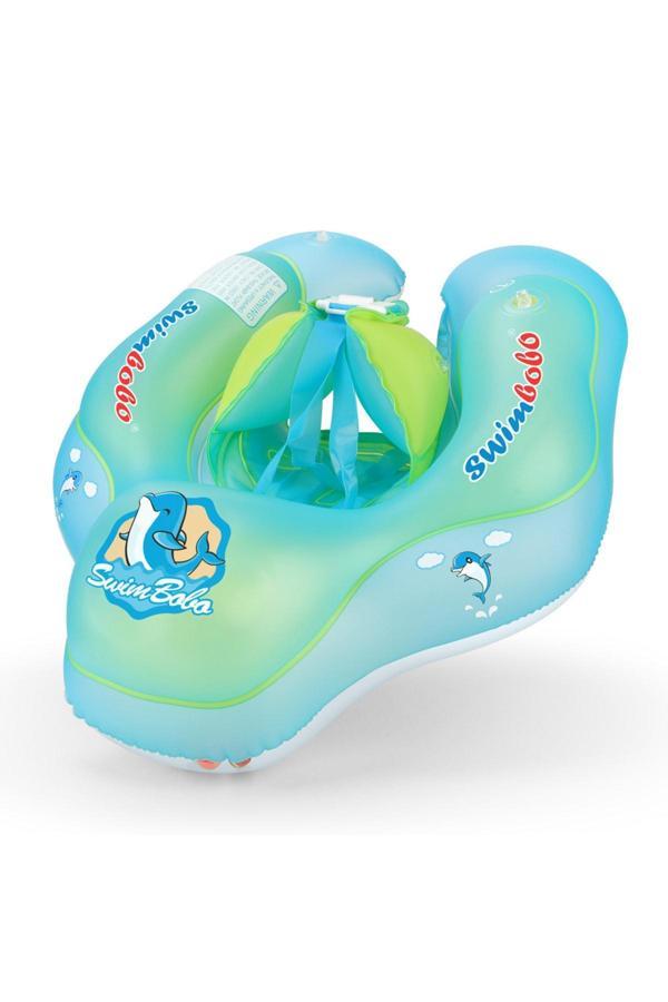 Swimbobo Unisex Bebek Mavi Small Güneş Korumalı Güvenlik Kemerli Yüzme Simidi - Image 1