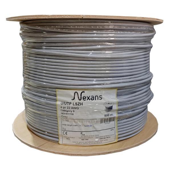 Nexans Nex1611to5, Gri, Cat6, 500m, 23awg (0,58mm), Utp, %100 Bakır, Lszh Halogen Free, Makara, Kabl - Image 1