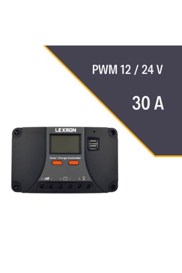 Lexron 30 Ah Amper Solar Şarj Regülatörü Dijital 12/24 Volt - Image 1