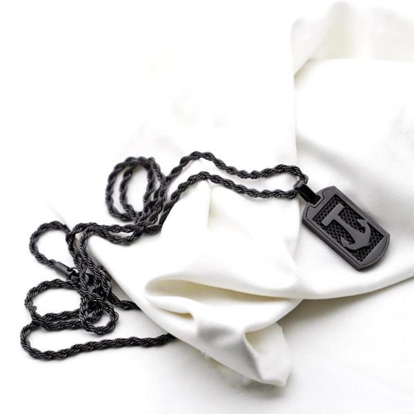 Black Kaplama Çapalı Çelik Erkek Kolye - Image 1
