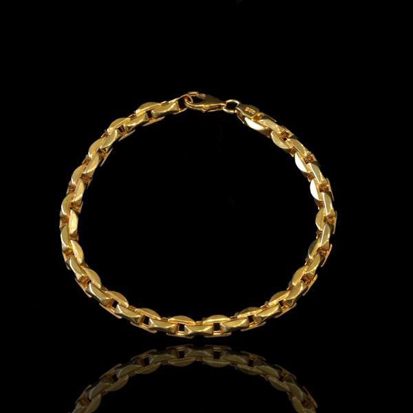 Gold Kaplama Küp Zincir Gümüş Erkek Bileklik - Image 1