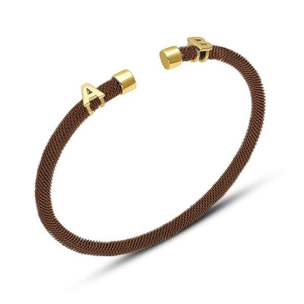 Kişiye Özel Harfli Kahverengi-Gold Erkek Bilekliği - Image 1