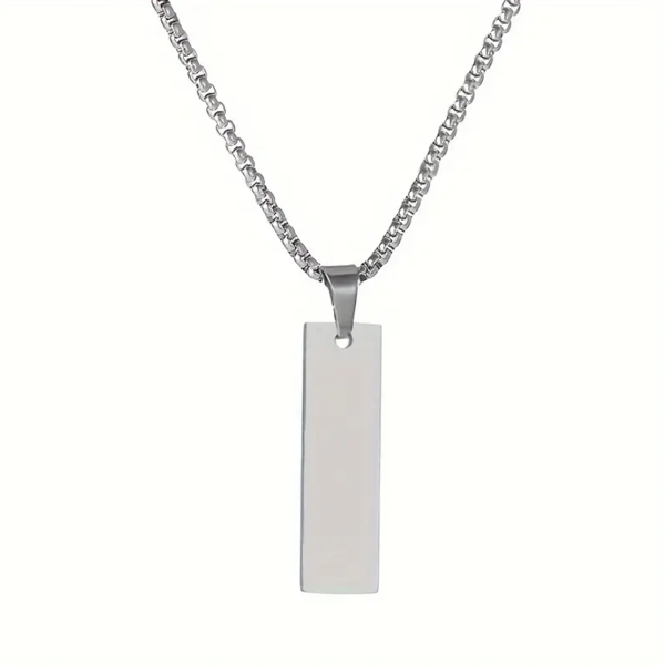 Silver Plaka Erkek Çelik Kolye - Image 1