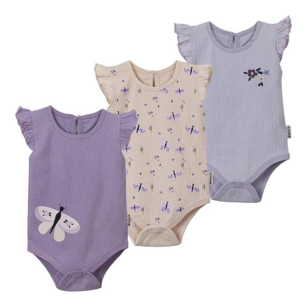 KELEBEK KOL FIRFIR ASKILI ÜÇLÜ BODY SET Lila - Image 1