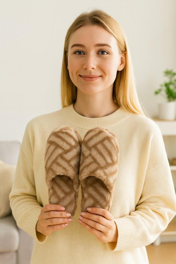 TERRA Kapalı Kadın Ev Terliği Günlük Rahat Kışlık Terlik - Image 1