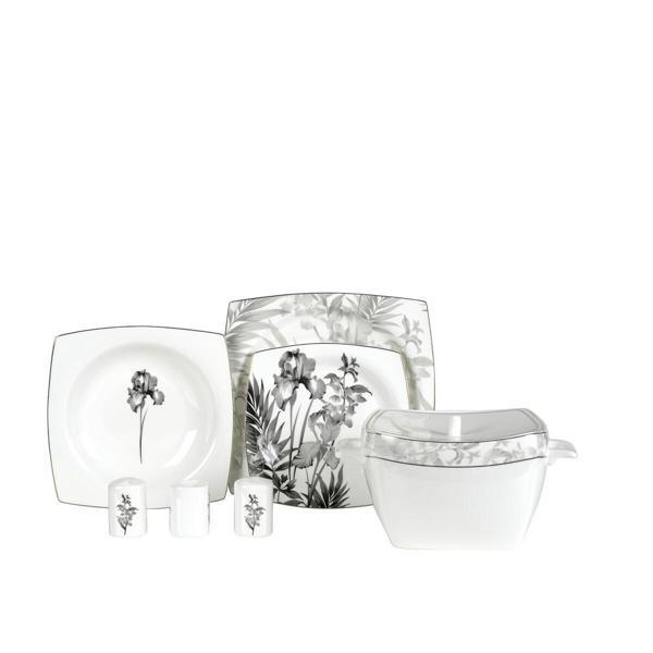 Korkmaz Bone Collection 60 Parça Kare Yemek Takımı A8462 - Image 1