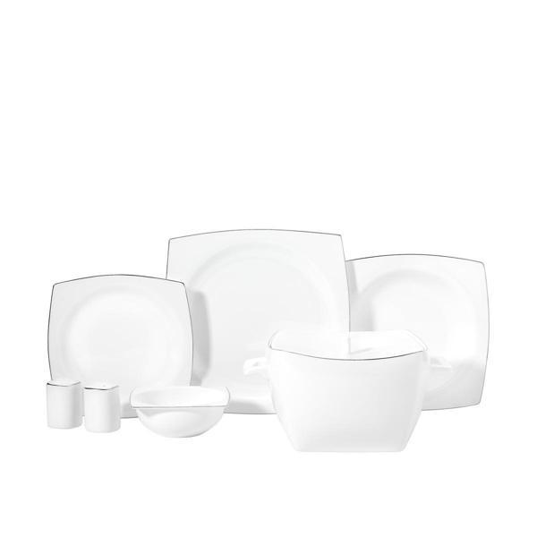 Korkmaz Bone Collection 60 Parça Kare Yemek Takımı Platin A8458 - Image 1