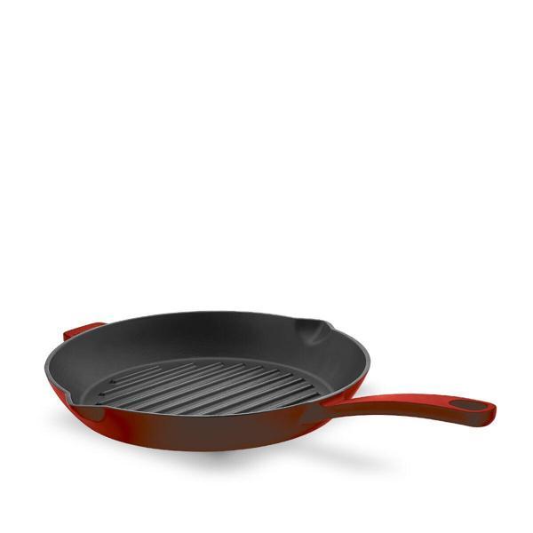 Korkmaz Casta Kırmızı Yuvarlak 28x28 cm Grill Döküm Tava A2847-1 - Image 1