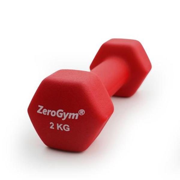 Zerogym Neopren Kaplı  İçi Demir Dambıl 2 kg Kırmızı 1 Adet - Image 1