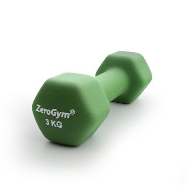 Zerogym Neopren Kaplı  İçi Demir Dambıl 3 kg Yeşil 1 Adet - Image 1