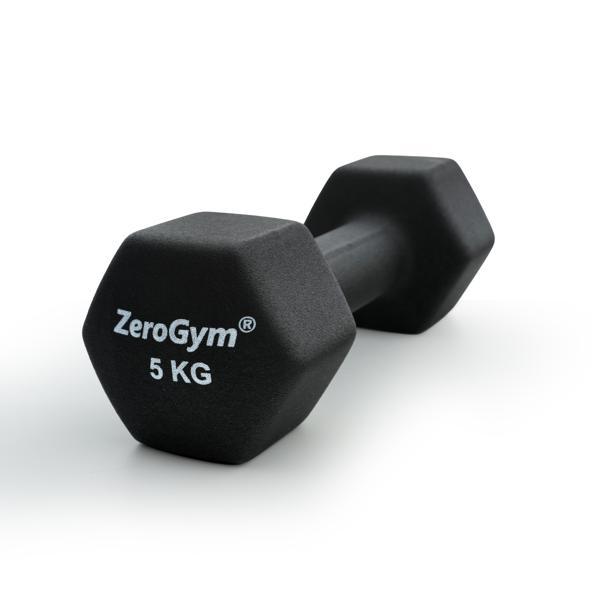 Zerogym Neopren Kaplı  İçi Demir Dambıl 5 kg Siyah 1 Adet - Image 1