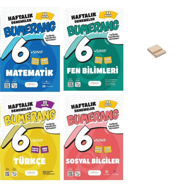 6. Sınıf Bumerang Matematik Fen Türkçe ve Sosyal 32 Haftalık Denemeleri 4lü Set + Telefon Standı - Günay Yayınları - Image 1