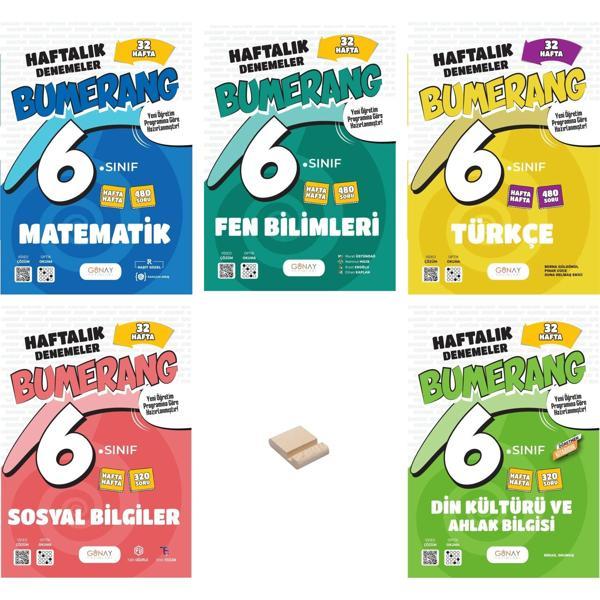 6. Sınıf Bumerang Tüm Dersler 32 Haftalık Denemeleri 5li Set + Telefon Standı - Günay Yayınları - Image 1