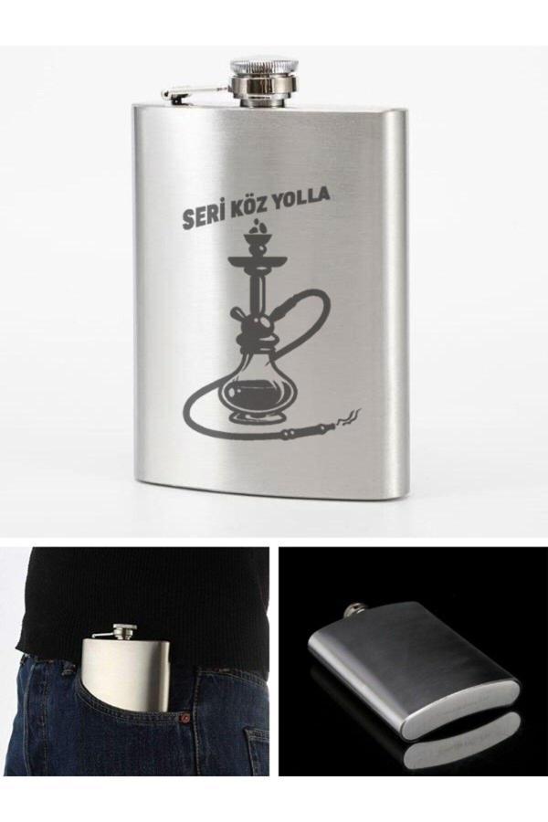 Paslanmaz Çelik Cep Matarası Seri Köz Yolla Temalı 9 Oz 266 Ml İçecek Cep Matarası - Image 1