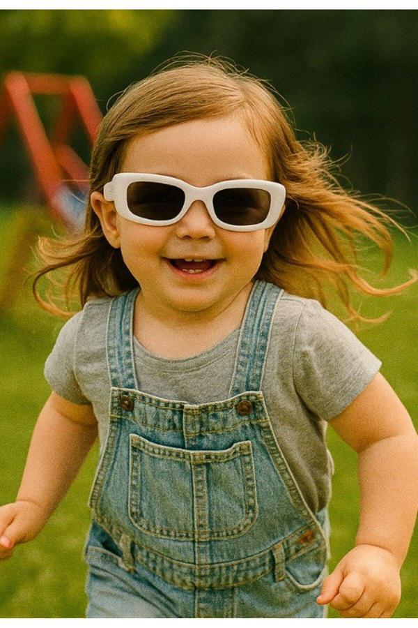 Sevimli Çocuk Güneş Gözlüğü Beyaz Cool Çerçeve UV 400 Korumalı CE Belgeli Kids Çocuk Güneş Gözlüğü - Image 1