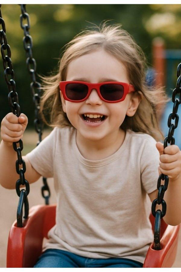 Sevimli Çocuk Güneş Gözlüğü Kırmızı Cool Çerçeve UV 400 Korumalı CE Belgeli Kids Çocuk Güneş Gözlüğü - Image 1
