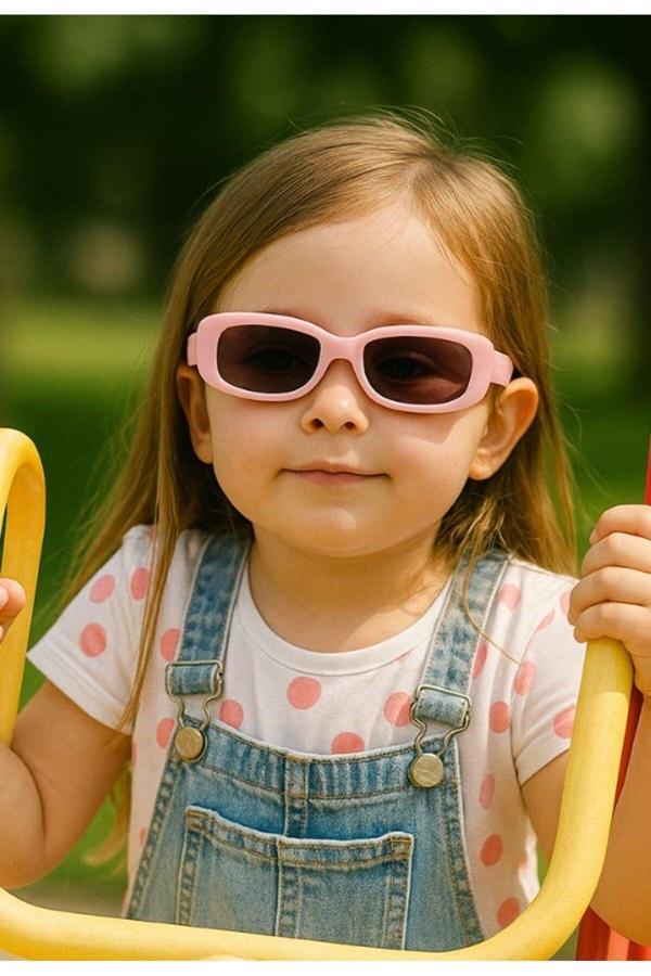 Yazın En Eğlenceli Aksesuarı Yaz Kombini Kız Çocuk Pembe Cool Çerçeve Güneş Gözlüğü UV 400 Korumalı - Image 1