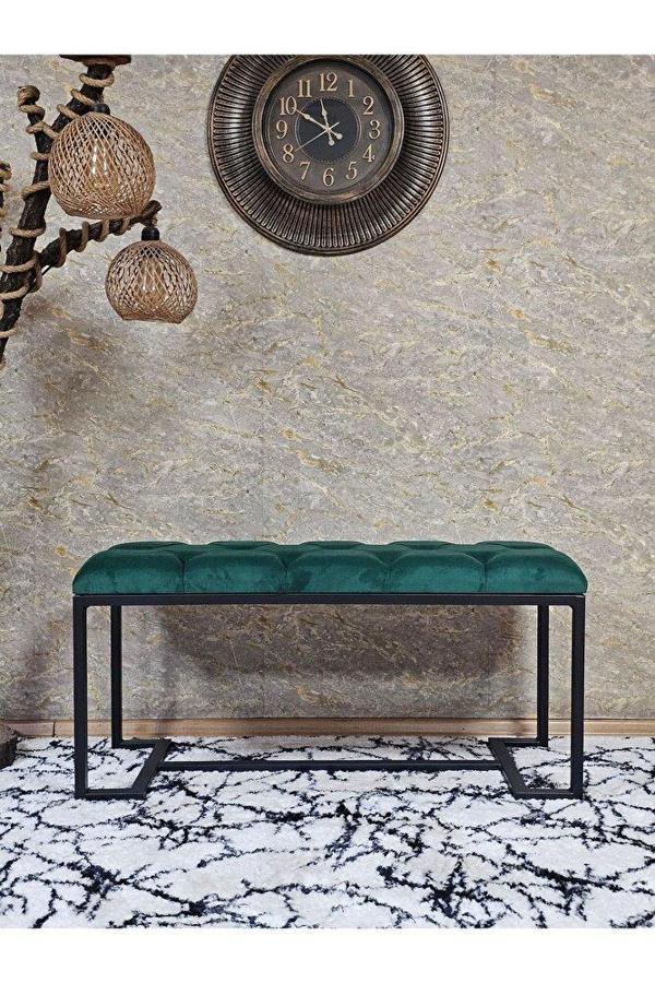 Siyah Boyalı - L - Ayaklı 100 cm x 38 cm Oturak - Bench - Makyaj Taburesi - Makyaj Oturak Yeşil Renk 100 x 40 Boyut/Ebat - Image 1