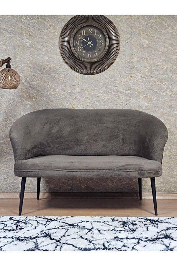 İkili TEDDY Siyah Boyalı Sivriltme Ayak Çay Seti Koltuk İkili Berjer , Balkon, Salon, Ofis Kahverengi Renk 40,5 Boyut/Ebat - Image 1