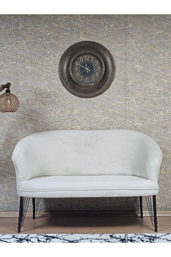 İkili TEDDY Siyah Boyalı Telli Ayak Çay Seti Koltuk İkili Berjer , Balkon, Salon, Ofis Krem Renk 40,5 Boyut/Ebat - Image 1