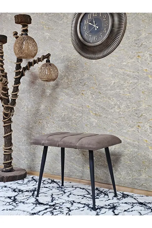 Siyah Sivriltmel Ayaklı 60 cm Puf Bench - Puf - Bench - Oturak - Mutfak Oturağı - Antre Oturağı Kahverengi Renk 60 x 40 Boyut/Ebat - Image 1
