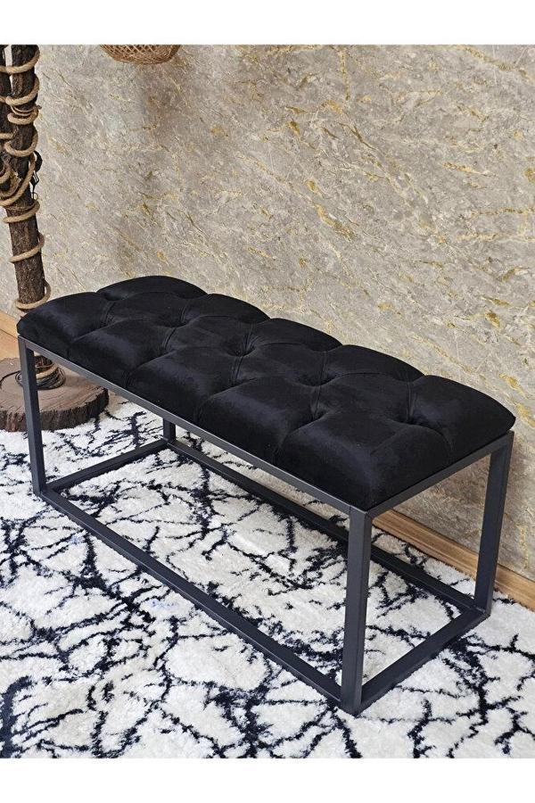 Siyah Boyalı Diktörtgen 100 cm x 40 cm Oturak Puf - Bench - Makyaj Oturağı - Oturak Siyah Renk 100 x 40 Boyut/Ebat - Image 1