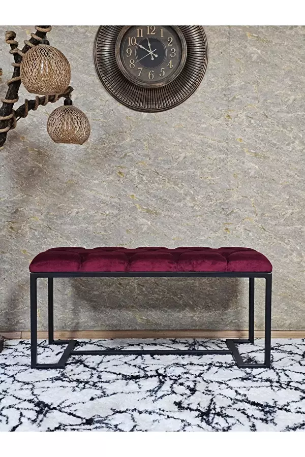 Siyah Boyalı - L - Ayaklı 100 cm x 38 cm Oturak - Bench - Makyaj Taburesi - Makyaj Oturak Bordo Renk 100 x 40 Boyut/Ebat - Image 1