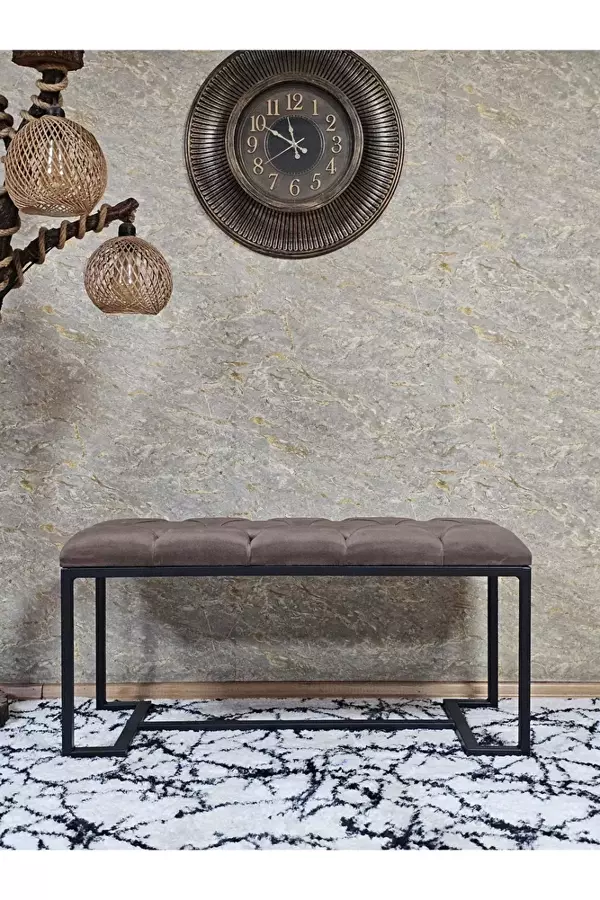 Siyah Boyalı - L - Ayaklı 100 cm x 38 cm Oturak - Bench - Makyaj Taburesi - Makyaj Oturak Kahverengi Renk 100 x 40 Boyut/Ebat - Image 1