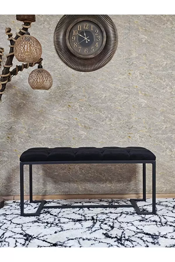 Siyah Boyalı - L - Ayaklı 100 cm x 38 cm Oturak - Bench - Makyaj Taburesi - Makyaj Oturak Siyah Renk 100 x 40 Boyut/Ebat - Image 1