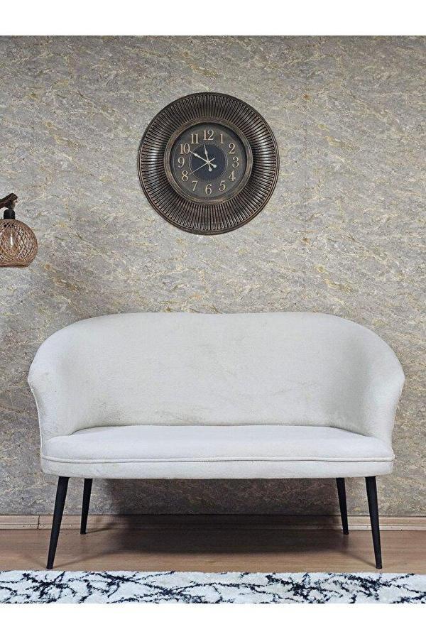 İkili TEDDY Siyah Boyalı Sivriltme Ayak Çay Seti Koltuk İkili Berjer , Balkon, Salon, Ofis Krem Renk 40,5 Boyut/Ebat - Image 1