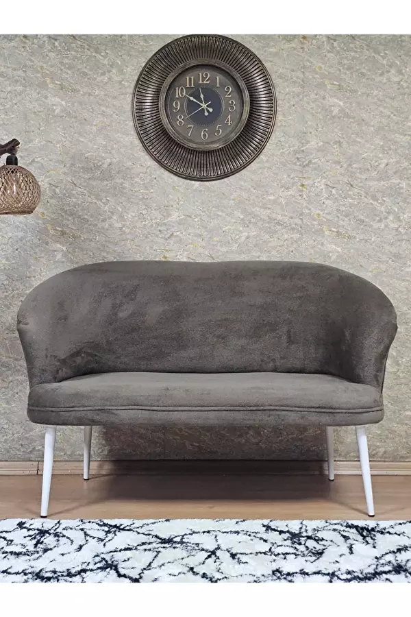 İkili TEDDY Beyaz Boyalı Sivriltme Ayak Çay Seti Koltuk İkili Berjer , Balkon, Salon, Ofis Kahverengi Renk 40,5 Boyut/Ebat - Image 1