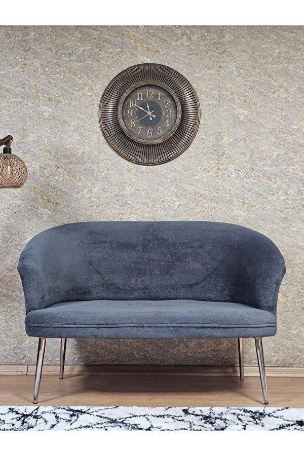 İkili TEDDY Krom Kaplama Sivriltme Ayak Çay Seti Koltuk İkili Berjer , Balkon, Salon, Ofis Füme Renk 40,5 Boyut/Ebat - Image 1